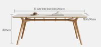 Table à manger en bois naturel, couleur bois naturel, plateau en bois massif, base épaissie pour la maison et les restaurants