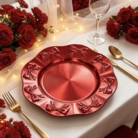 Assiette de présentation PP style européen, luxe léger, vintage, avec nœud, pour décoration de mariage, hôtel et fête