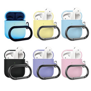 Disponible: Funda de Silicona Suave para <span class=keywords><strong>Airpods</strong></span> de 1ª y 2ª Generación, Protectora, a Prueba de Golpes, con Gancho y Anillo - Product Image 4