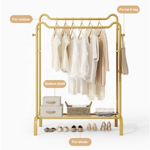 Porte-vêtements à roulettes Porte-vêtements en métal avec roues Porte-vêtements avec étagère inférieure pour accrocher des vêtements Chemises Jeans et manteaux - Product Image 1