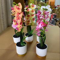 Orchidée Phalaenopsis artificielle de 40 cm, 12 fleurs, petit bonsaï artificiel pour la décoration de table ou de fenêtre en intérieur.