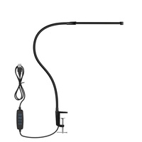 Lámpara de Escritorio LED con Clip, Blanca, para Oficina, Trabajo, Computadora, Brazo Largo Ajustable en Forma de I, Alta Luminosidad, Metálica, Alimentación USB, CE