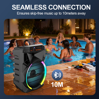 Altavoz Portátil con Ruedas OEM de Fábrica China, Woofer de 15 Pulgadas con Bajos Potentes para Karaoke V5.4, RGB LED, para Exteriores, Computadora, Teléfono Móvil