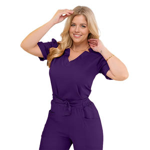 Ensembles de blouses d'hôpital pour femmes à séchage rapide, respirants et confortables, en tissu tissé Spandex/Polyester, avec détection d'aiguilles sans couture par fusion - Product Image 4