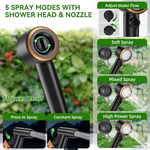 <span class=keywords><strong>Douche</strong></span> de <span class=keywords><strong>camping</strong></span> portable nouvelle génération, 6000 mAh rechargeable, étanche IPX8, pression améliorée, 5 modes de pulvérisation, pompe de pulvérisation pour la tête de <span class=keywords><strong>douche</strong></span> - Product Image 5