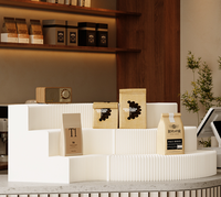 Plateforme de présentation pliable et mobile en papier, présentoir cosmétique multi-niveaux en forme de bande longue, mini présentoir de bureau