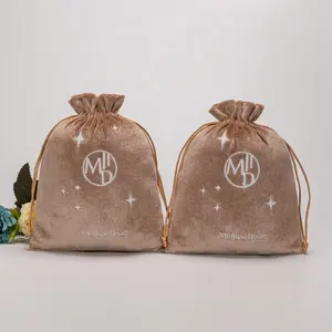 Custom logo printing Low MOQ free sample custom branded drawstring pouch small custom jewelry gift velvet bag pouch