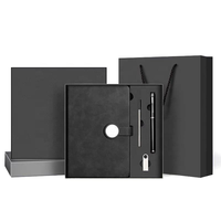 Cadeau promotionnel, logo personnalisé, bloc-notes rond A5 en acier inoxydable de luxe, boîte cadeau, stylo avec USB pour les réunions d'affaires, l'école