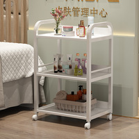 Chariot de Salon de Beauté Professionnel de Luxe à 4 Roues en Métal Doré Style Nordique, avec Plateau en Marbre à 3 Niveaux, pour Esthéticiennes et Soins Médicaux