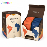 Boîte de présentation de comptoir en carton personnalisée, imprimée en couleur, pour 12 sachets de café filtre, rechargeable, emballage de vente au détail