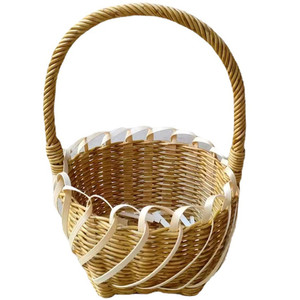 High Quality Traditional Craftsmanship Plastic RattanWeave Easter Egg Gifts Basket Fruit Vegetable Storage Basket With Handle