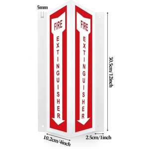 Panneau mural de signalisation 3D pour extincteur, flèche vers le bas, projection de <span class=keywords><strong>feu</strong></span>, 12"x4", en aluminium réfléchissant avec trous de fixation pré-percés - Product Image 1