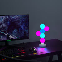 Panneau lumineux quantique RGB DIY, LED hexagonale modulaire, design postmoderne, PVC blanc, télécommande pour garage et plafond d'hôtel