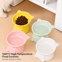 Gamelle en céramique inclinée pour chat, surélevée, avec angle de 15 degrés pour protéger le cou, design oreilles de chat