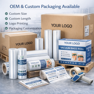 ถุงสุญญากาศกันความชื้นแบบรีไซเคิล 7 ชั้น ผลิตจาก PE+PA รุ่น RTS ขนาด 28 ซม.*15 ม. 15 ม้วน ลายนูน สำหรับใส่หมากฝรั่งและนม - Product Image 1