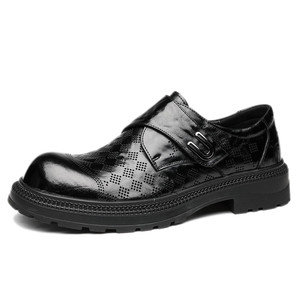 Mocassins en cuir véritable pour hommes, à bout rond, perforés, chaussures de ville formelles, à enfiler, pour le travail, les trajets quotidiens et la conduite - Product Image 5