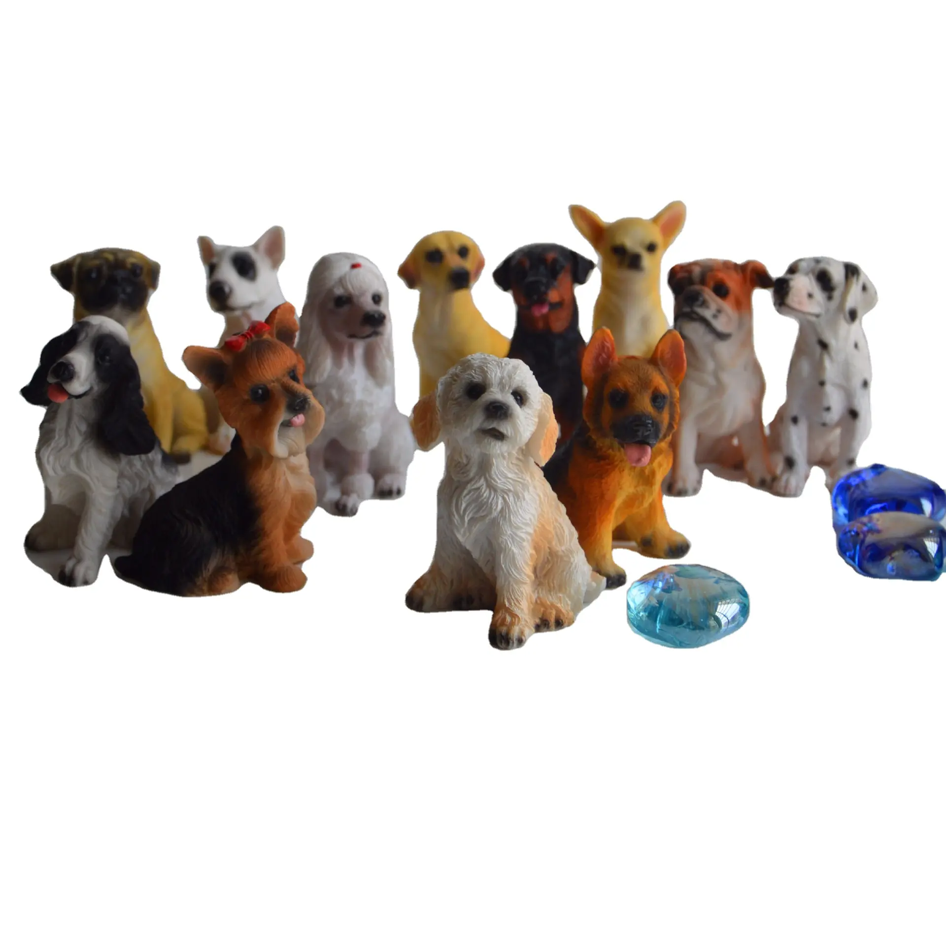 Patung Hewan Taman Resin Patung-patung Anjing Mini Lucu untuk Dekorasi Rumah Pic Show atau Ukuran Disesuaikan Kerajinan Tangan SLT