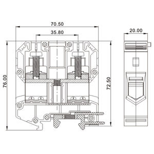 Ashan anh loạt Din Rail gắn dây nối thiết bị đầu cuối UK-2.5B vít kẹp khối cho ô tô 11-20 AWG - Product Image 4