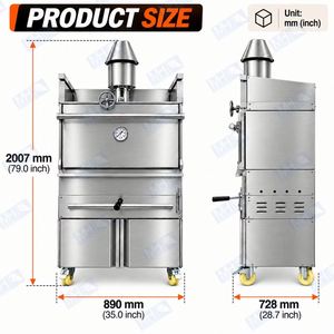 Parrilla de Carbón Estilo <span class=keywords><strong>Argentino</strong></span> Comercial Personalizada, Horno de Barbacoa de Madera para Exteriores de Doble Altura Ajustable y Alta Resistencia - Product Image 2