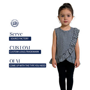 قميص بناتي صيفي مطبوع حسب الطلب من القطن 100٪ بأكمام مكشكشة وتصميم كاجوال مع دانتيل - Product Image 2