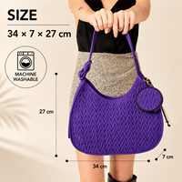 Sac à main pour femme personnalisé en tricot recyclé à motif bonbon, à bandoulière unique, léger, pliable, lavable en machine, OEM ODM