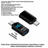 Adaptateur USB femelle vers Type-C mâle avec affichage numérique, adapté aux casques audio et à la conversion de clés USB