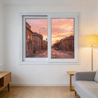 Fenêtre coulissante horizontale BOCHARM, verre double vitrage trempé standard, design grille moderne, utilisation hôtelière, UPVC, certifiée Energy Star