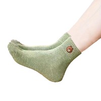 Chaussettes mi-mollet en coton uni style coréen Morandi avec mini-étiquette brodée, respirantes, anti-transpiration, douces et élastiques pour femmes