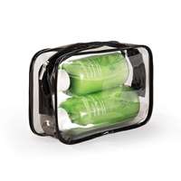 Trousse de toilette de voyage en PVC étanche avec fermeture éclair scellée, grande capacité, style tendance, écologique et réutilisable pour articles de toilette et maquillage