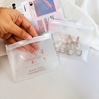 Sac en plastique givré personnalisé avec logo or rose, fermeture éclair, pour bijoux, petit sac à fermeture éclair pour boucles d'oreilles
