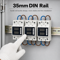 Protecteur de surtension et de sous-tension réglable CNFLY 40A 63A 80A 100A VA sur rail DIN avec double affichage