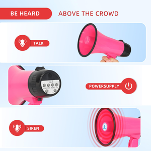 Megáfono de plástico portátil con función de grabación, sirena y alarma - Product Image 2