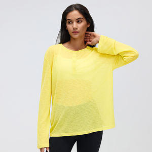 <span class=keywords><strong>Camiseta</strong></span> de Yoga de Manga Larga para Mujer, Holgada, Transpirable, Ligera, para Hacer Ejercicio, Top Deportivo Informal para Correr, para el Gimnasio - Product Image 4