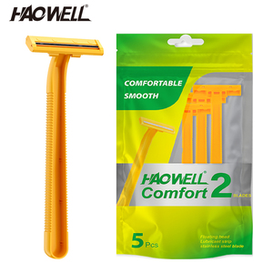 HWF07 <span class=keywords><strong>Afeitadora</strong></span> económica desechable de 2 hojas gemelas barata para hombres Mango de plástico antideslizante Hoja de acero inoxidable Paquete de 24 piezas OEM ODM - Product Image 4