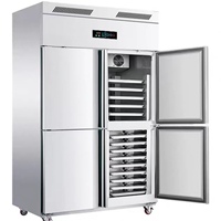 Réfrigérateur commercial en acier inoxydable à 4 ou 6 portes, avec contrôleur numérique, dégivrage automatique, refroidissement par ventilateur, vitrine réfrigérée pour boissons, OEM