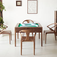 Table Basse Carrée en Noyer Noir Moderne, Écologique et Durable, 4 Places, Loisirs, Mahjong Chinois, Multifonctionnelle, Vente Directe Usine
