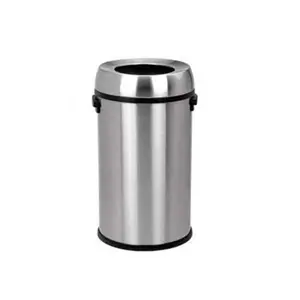 EVERGREEN 65 Litre Large Capacity Round Open Top Recycling Trash Can for Indoor, Outdoor or Commercial Use,Stainless Steel