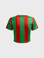 T-shirt personnalisé pour femme, col en V, rayé, manches courtes, coupe ajustée, style crop top, maillot de sport, tenue pour filles