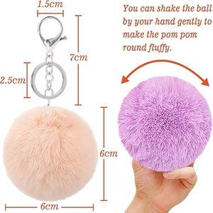 Breloques de sac à main, pendentifs pour sacs fourre-tout, porte-clés personnalisables en gros, breloques boule de fausse fourrure de lapin de 8 cm, vente en gros, multicolores, cadeaux pour femmes - Product Image 3