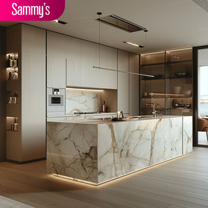 Luxury Modular Kitchen Cabinet Set Ready Assemble for Apartment Villa with Laminate Countertop and Faucet Modern Design - Product Image 2
