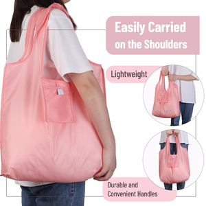 Sac de courses réutilisable en polyester RPET, grand sac pour femme, pochette en nylon personnalisée, sac fourre-tout écologique pliable et portable pour les courses au supermarché - Product Image 3