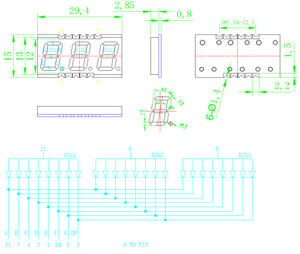 Afficheur à 7 segments SMD ultra-fin de 0,39 pouce, 3 chiffres, couleur blanche, montage en surface pour voltmètre, ampèremètre - Product Image 2