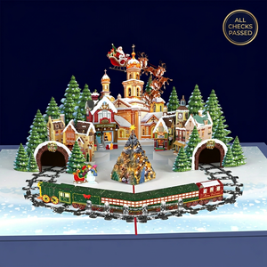 Tarjeta de Felicitación Navideña 3D Pop-Up con Escena de Pueblo Nevado, Impresión Digital en Papel, Tarjeta Festiva con Laminado Brillante, Forma Rectangular - Product Image 1