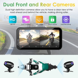 Carpuride CarPlay para Motos <span class=keywords><strong>con</strong></span> Cámaras, Pantalla CarPlay para Motocicleta <span class=keywords><strong>de</strong></span> 6 Pulgadas, Apple CarPlay Inalámbrico, Android Auto, Cámaras Duales W603D - Product Image 3