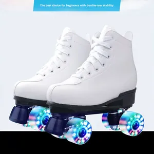 Patines de <span class=keywords><strong>ruedas</strong></span> de doble fila, rueda brillante, zapatos de <span class=keywords><strong>Patinaje</strong></span> Artístico de cuero PU blanco para adultos, niños, pista de hielo al por mayor de invierno - Product Image 4