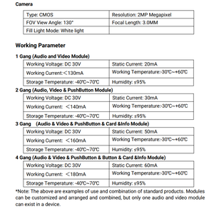 Système d'interphone vidéo GVS encastré 2 fils pour portier électronique, interphone d'entrée, sonnette vidéo pour appartement multiple et villa - Product Image 4
