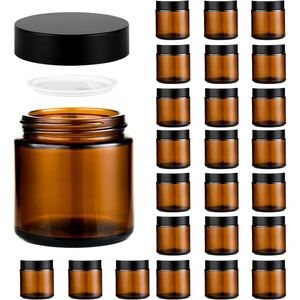 Frascos de Vidrio Transparente o Ámbar Vacíos de 50ml, 100ml, 250ml y 500ml para Velas, con Tapas Metálicas de Aluminio Negro y Dorado, y Serigrafía - Product Image 1