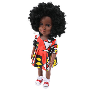 Venta al por mayor personalizado precio de fábrica africano negro bebé muñecas 35cm Afro negro piel muñeca niños vinilo Juguetes - Product Image 2