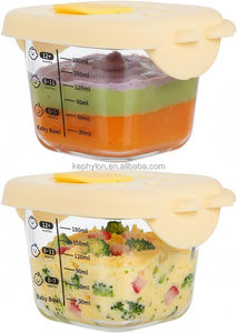 Boîte de conservation alimentaire en verre pour bébé avec couvercles en silicone, anti-fuite, bol d'alimentation pour tout-petit, sans BPA, boîte pour aliments complémentaires - Product Image 3