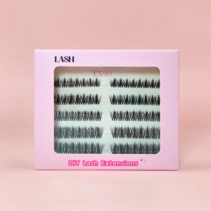 Extensions de cils individuels naturels longs en grappes, marque privée, DIY, cils pré-coupés en segments, volume en grappes, faux cils - Product Image 1